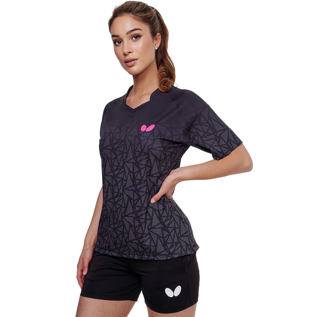 Higo Lady Shirt Black, Side, Model